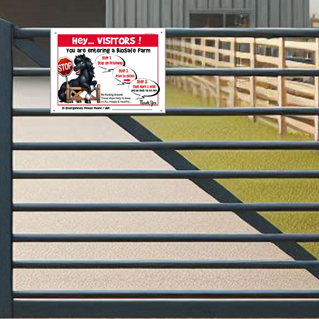Family-Friendly Bio-Safe Farm Signs (Choose Your Breed, Bees or Crop) Compliant Biosecurity Sign TOON STYLE