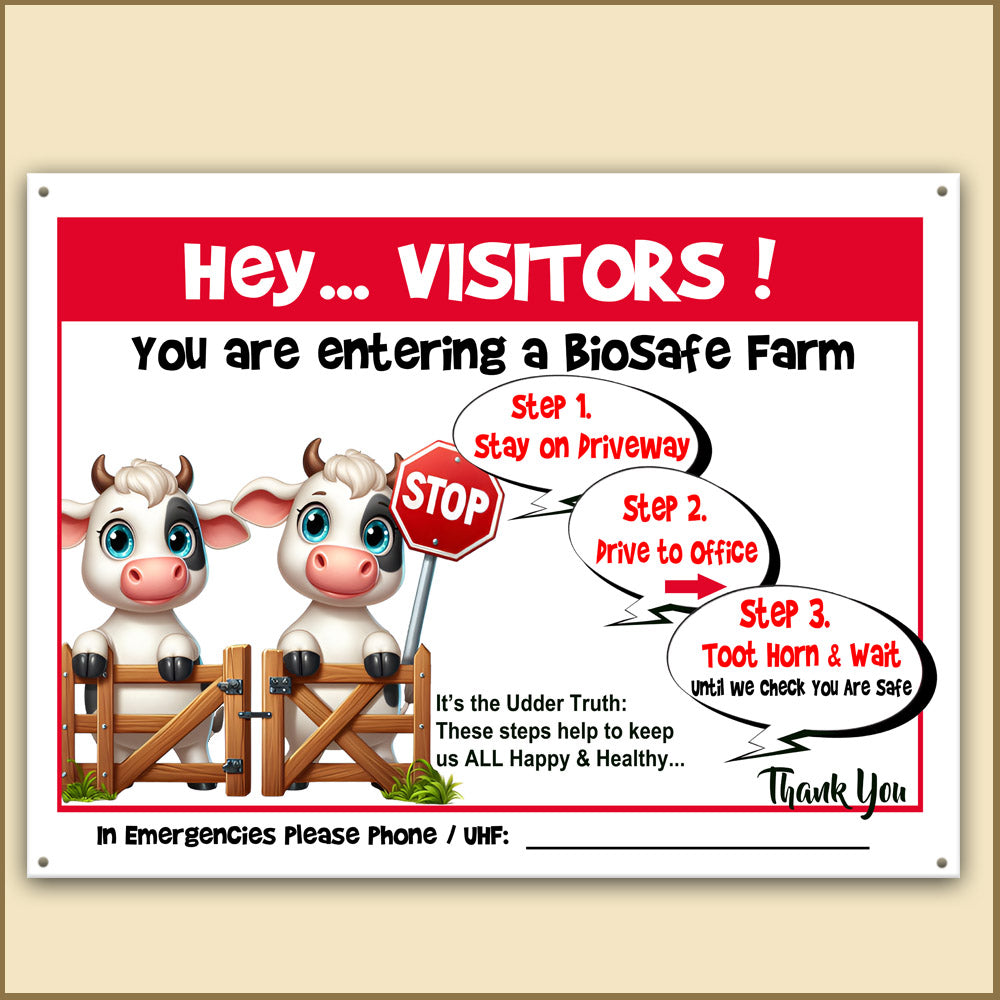 Family-Friendly Bio-Safe Farm Signs (Choose Your Breed, Bees or Crop) Compliant Biosecurity Sign TOON STYLE