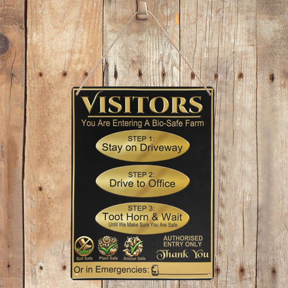 Bio-Safe Farm, Gold Style Metal Biosecurity Sign