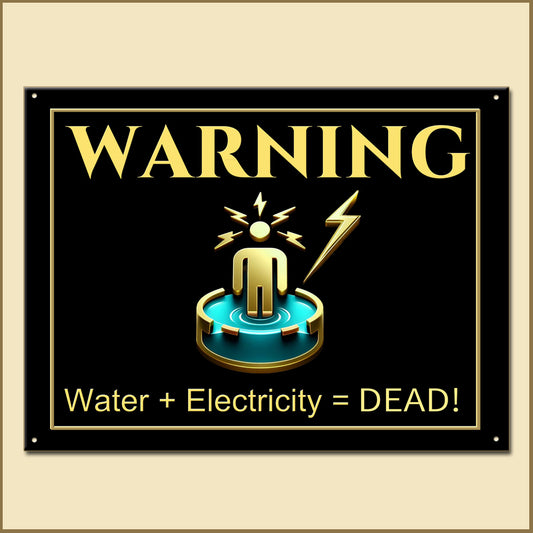 Warning Water + Electricity = Dead [Durable Metal Tin Sign]