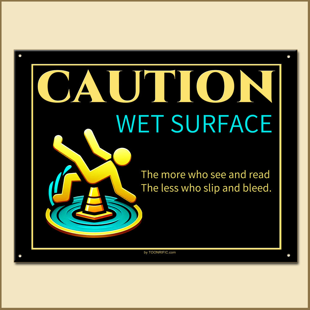 Caution Wet Surface Metal Sign