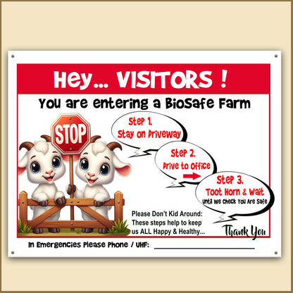 Family-Friendly Bio-Safe Farm Signs (Choose Your Breed, Bees or Crop) Compliant Biosecurity Sign TOON STYLE