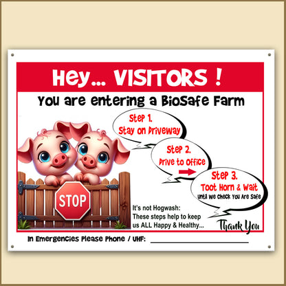 Family-Friendly Bio-Safe Farm Signs (Choose Your Breed, Bees or Crop) Compliant Biosecurity Sign TOON STYLE