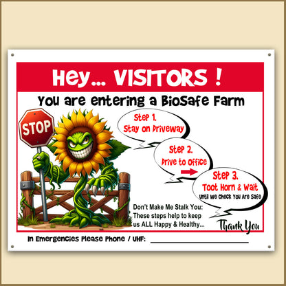 Family-Friendly Bio-Safe Farm Signs (Choose Your Breed, Bees or Crop) Compliant Biosecurity Sign TOON STYLE