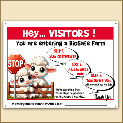 Family-Friendly Bio-Safe Farm Signs (Choose Your Breed, Bees or Crop) Compliant Biosecurity Sign TOON STYLE