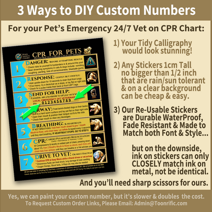 3 Ways to DIY Custom Numbers 1) Your tidy calligraphy would look stunning! 2) Any stickers on a clear background that you may already own. Or 3) These Self-Adhesive Stickers which are made to match your signs and posters. On the downside, ink on stickers can only CLOSELY match ink on metal, not be identical. And you may need sharp scissors if you wish to trim any of ours smaller.
