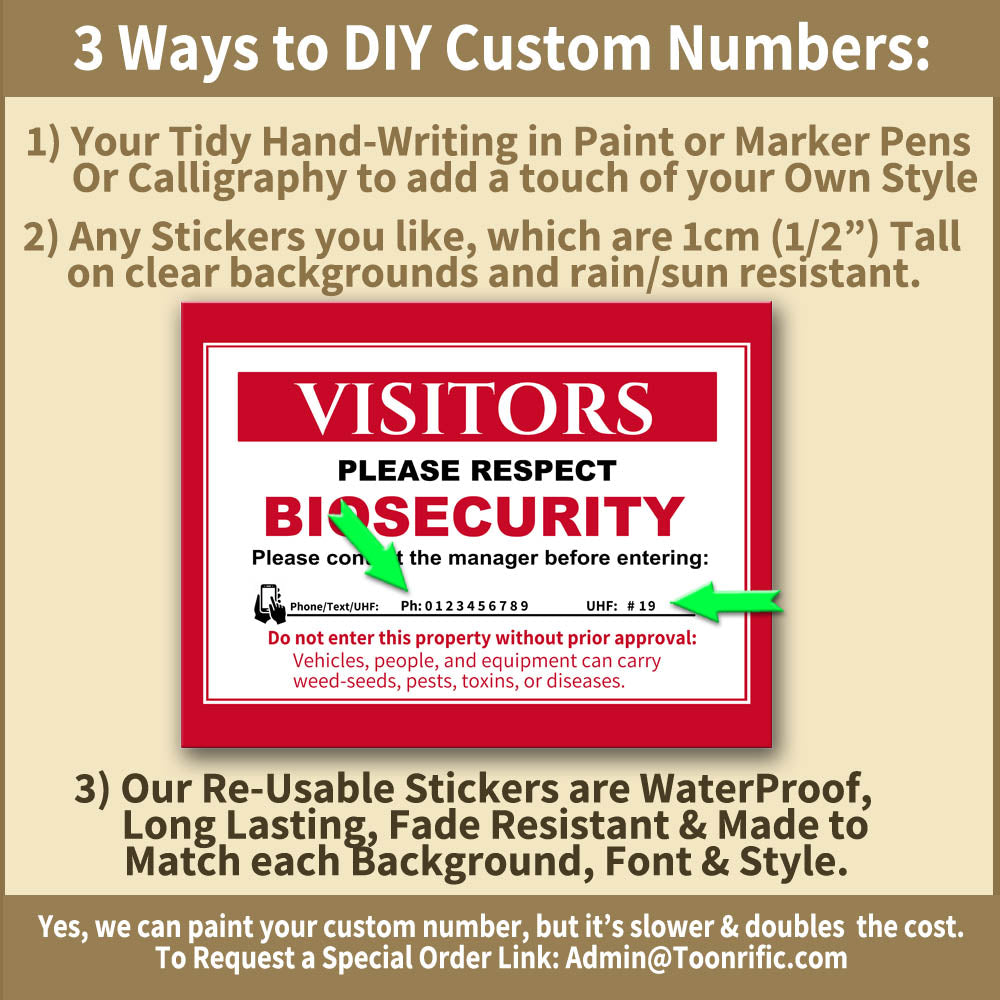 Sticker Sheets of Phone or UHF Emergency Numbers for Posters and Metal Signs