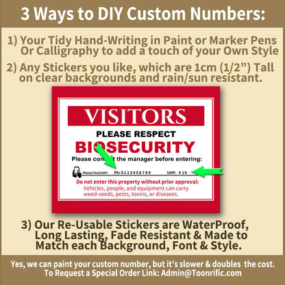 Sticker Sheets of Phone or UHF Emergency Numbers for Posters and Metal Signs