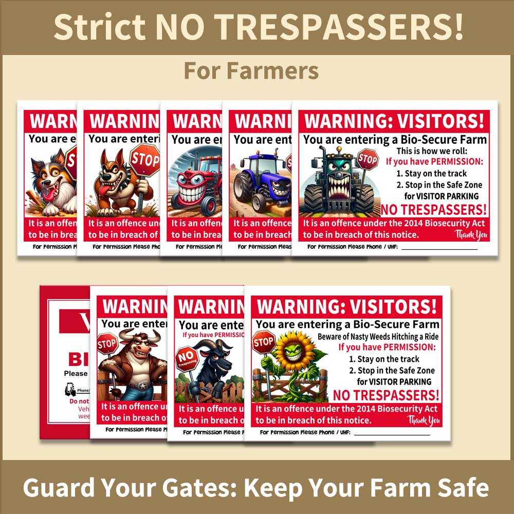 9 Strict No Trespasser Signs for Farmers with Bio-Security. Group Ad Thumb