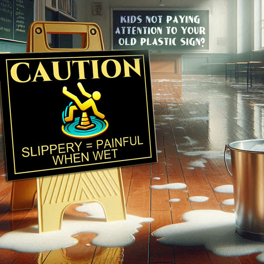 Caution Wet Surface Metal Sign