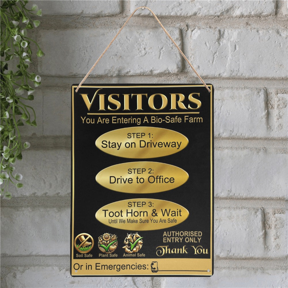 Bio-Safe Farm, Gold Style Metal Biosecurity Sign