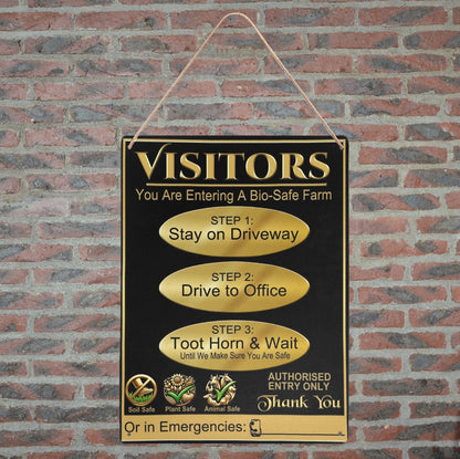 Bio-Safe Farm, Gold Style Metal Biosecurity Sign