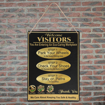 Eco-Caring Workplace, Gold Style Metal Sign